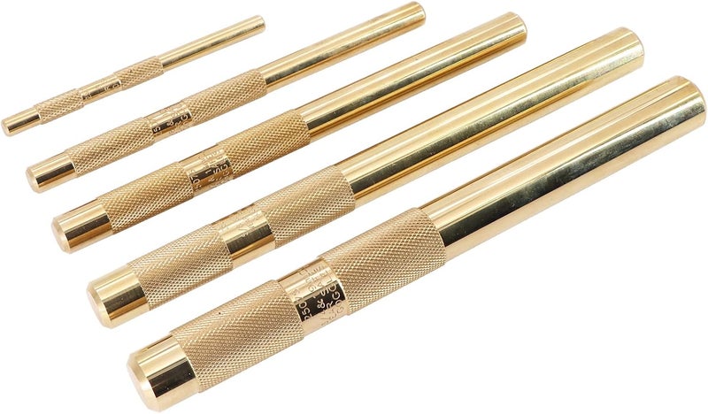 Tektall 5 Brass Drift Punch Set, Hand Tool Punches Tools for Home use 1/4-Inch 3/8-Inch 1/2-Inch 5/8-Inch 3/4-Inch 1/4'' 3/8'' 1/2'' 5/8'' 3/4'' 5 Pc. Replace 67003-MAI 045256670034 - Image 1